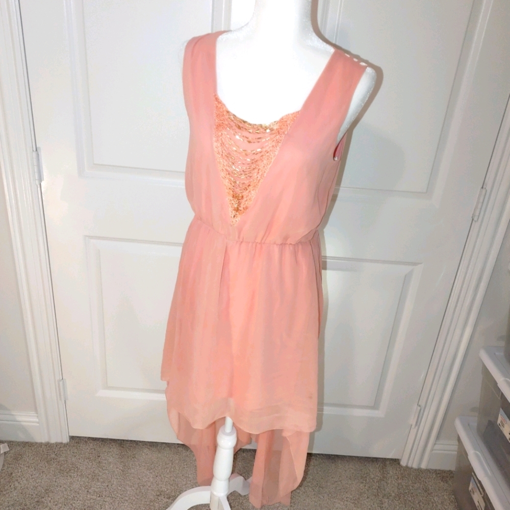 Peach hi-low dress